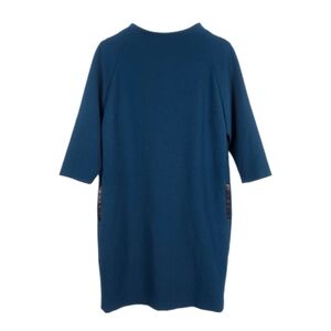 Antonio Melani Teal Mock Meck Dress 4 Career 3/4 Sleeve Zipper Back Faux Leather